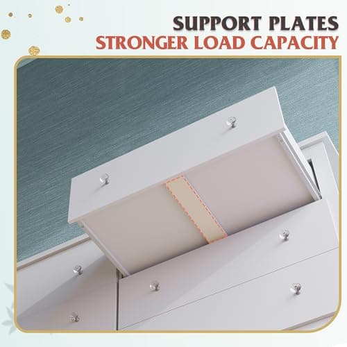 WLIVE White Dresser with 6 Drawer, 59“Wide Modern Chest of Drawers for Bedroom, Wood Large Storage Tower Unit, Closet Store Organizer for Living Room, Hallway 6