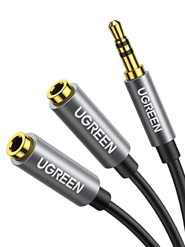 UGREEN Headphone Splitter 3.5mm Audio Stereo Y Splitter Aux Extension Cable Male to Female Dual Headphone Jack Adapter for Earphone Compatible with Switch 2/PS4/PS5 iPhone iPad, Tablet, Laptop, 7.87"