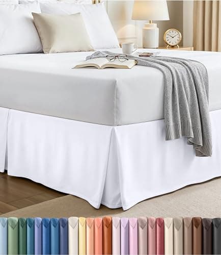 Utopia Bedding Queen Bed Skirt - Soft Quadruple Pleated Ruffle - Easy Fit with 16 Inch Tailored Drop - Hotel Quality, Shrinkage and Fade Resistant (Queen, White)