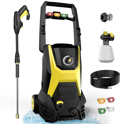 DECOKTOOL Electric Pressure Washer, 4800PSI Max 3.0 GPM Power Washer with 20FT Hose, 35FT Cord, 4 Nozzles Foam Cannon High Pressure Washer for Car Patio Garden (Black)