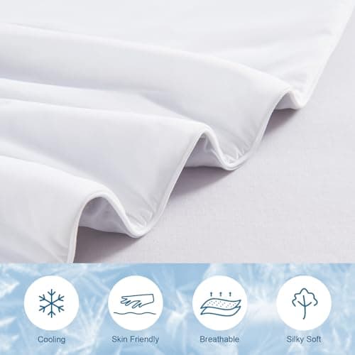 Cooling Comforter Twin Size, Cooling Blanket for Hot Sleeper, Double-Sided Cold Blanket for Night Sweats, Lightweight Soft Cool Comforter,White 66x90inch 6