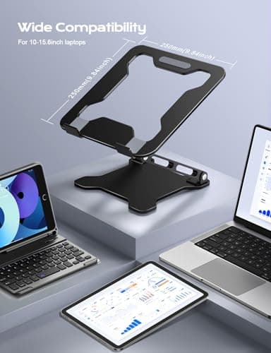 LOXP Adjustable Laptop Stand for Desk, Metal Foldable Laptop Riser, Ventilated Cooling Bracket, Ergonominc Computer Notebook Stand for Desk Compatible with 10-15.6“ Laptops 6