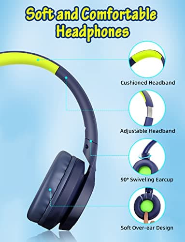 Kids Headphones with Cord , Wired Over Ear Headsets with Microphone Limited Volume 85dB/ 94dB, Portable Wired Headphones for Kids Boys Girls Teens Children Online School/Travel/iPad/Tablet/Cellphone 5