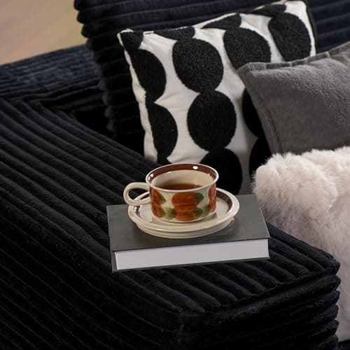 ovios 104" Cloud Boneless Couch with L-Shape Chaise,Modern Sectional Modular Sofa with Deep Seat, Upholstered Couches for Living Room Bedroom,No Assembly Required, Black (Plush Corduroy Fabric) 8