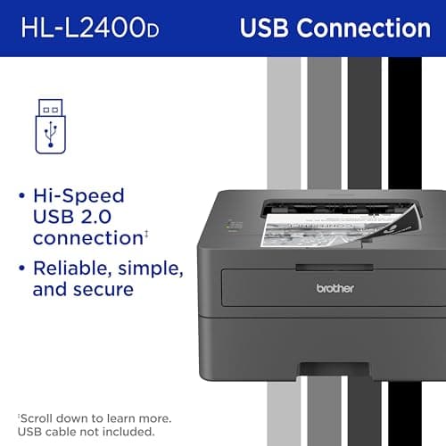 Brother HL-L2400D Compact Monochrome Laser Printer, USB Required (Cable not Included), Black & White Output | Includes Refresh Subscription Trial(1), (Renewed Premium) 7