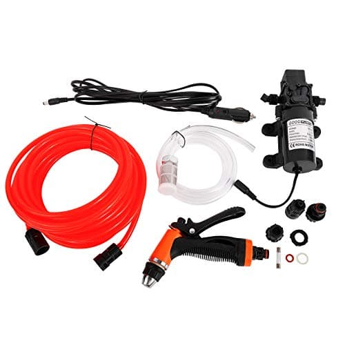 PetierWeit Car Cleaning Wash Pump DC 12V 100W 145 PSI High Pressure Portable Washdown Deck Pump Self-Priming Quick Car Cleaning Wash Pump with Electrical Washer Kit