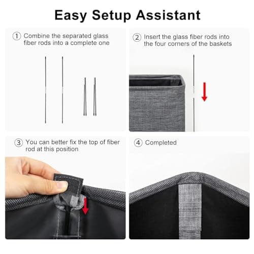 ZERO JET LAG Slim Laundry Hamper With Handles Collapsible Laundry Basket Thin Dirty Clothes Basket Narrow Laundry Bag Foldable Dirty Cloth Hamper 45L (23 inches,Dark Grey) 7