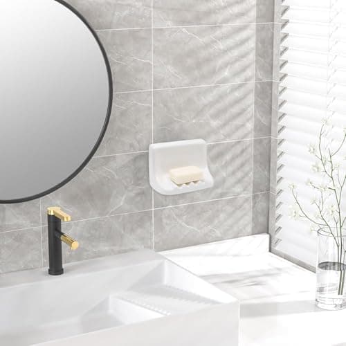 White Vintage Mounted Ceramic Soap Dish for Shower Wall,Retro Ceramic Soap Holder Porcelain Soap Dish Holder Tray for Home Bathtub Bathroom Sink Shower Wall Easy to Clean Keep Soap Dish Dry 5