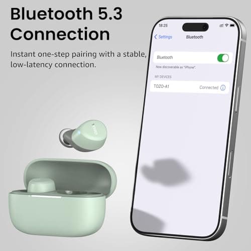 TOZO A1 Wireless Earbuds Bluetooth 5.3 Light Weight in Ear IPX5 Waterproof Headphones 2 Mic for AI Calls, Immersive Premium Sound Bass Headset with Charging Case, 32 Presets EQ Customization via App 8