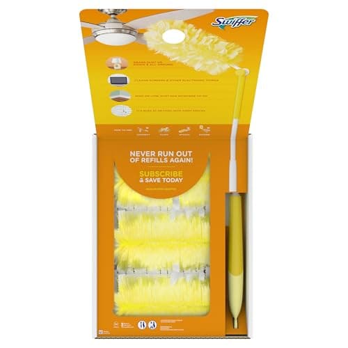 Swiffer Duster Kit with 3 ft Extendable Handle, Heavy Duty Dusting Starter Kit with 12 Refills, for Ceiling Fans, Vents and Hard to Reach Places 15