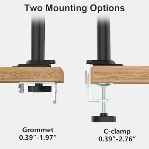 WALI Dual Monitor Mount, 13-32 Inch Adjustable Spring Dual Monitor Arm for Desk Holds Max 19.8 lbs Screens, Swivel Vesa Bracket with C Clamp, Grommet Mounting, Monitor Arms for 2 Monitors (GSDM002) 6