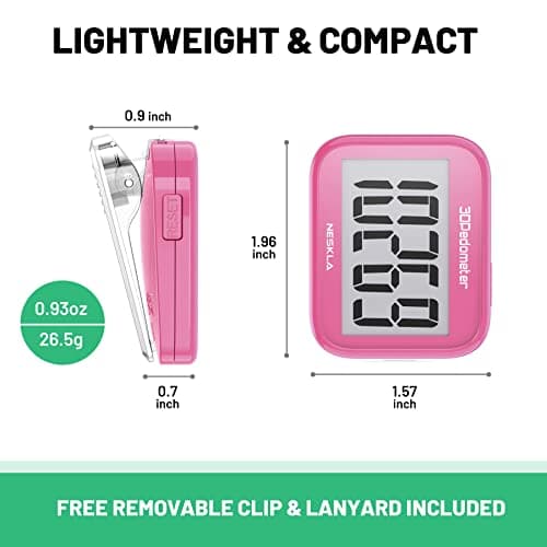 NESKLA 3D Pedometer for Walking, Simple Step Counter for Walking with Large Digital Display, Step Tracker with Removable Clip Lanyard, Accurately Track Steps for Men Women Kids Adults Seniors 6