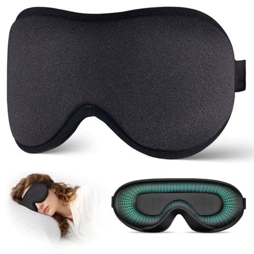 Sleep Mask for Side Sleeper Men Women | Zero Eye Pressure 3D, Light Blocking Design, Soft Breathable Eye Shade Cover for Travel, Black