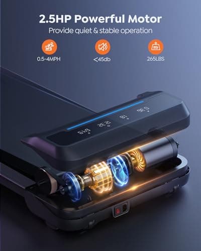 Acezoe Under Desk Treadmill for Home Office, 3 in 1 Walking Treadmill for Home, Portable Walking Running Machine, 265lbs Capacity, 2.5HP Low-Noise, APP/Remote Control 7