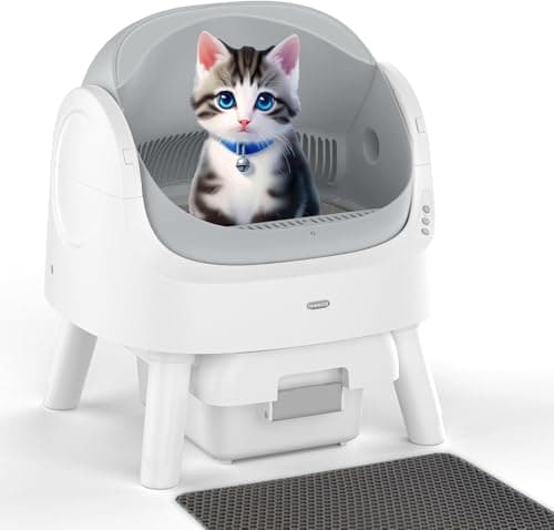 Self Cleaning Litter Box, Open-Top Automatic Cat Litter Box for Multiple Cats, with Mat & Liner, Easy to Maintain