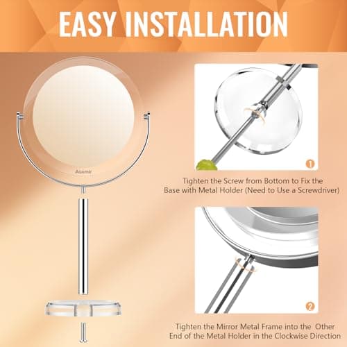 Auxmir 20X Magnifying Makeup Mirror, Double Sided 1X/20X Magnifying Mirror, Tabletop Magnified Vanity Mirror with Magnification, 360° Rotation, Stand for Dressing Table, Bathroom, Bedroom 5