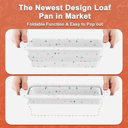 EDENCOMERS Collapsible Silicone Loaf Pan with Metal Reinforced Frame,Bread Pans for Homemade Bread, Non-Stick Baking Pans, Silicone Baking Mold,Loaf Pans for Baking Bread 9 x 5 7