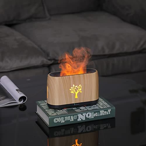 Toleker Essential Oil Diffuser, Noiseless Flame Diffusers for Essential Oils Large Room, Waterless Auto Shut-Off, Time Setting, 240ml (Wood Grain) 5