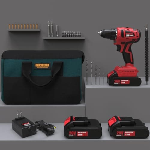 INSPIRITECH 20V Cordless Drill, Brushless Power Drill Set with 2 Batteries and Charger,3/8-Inch Chuck Electric Driver,22 Torque Setting, Bits and Tool Bag Included 8