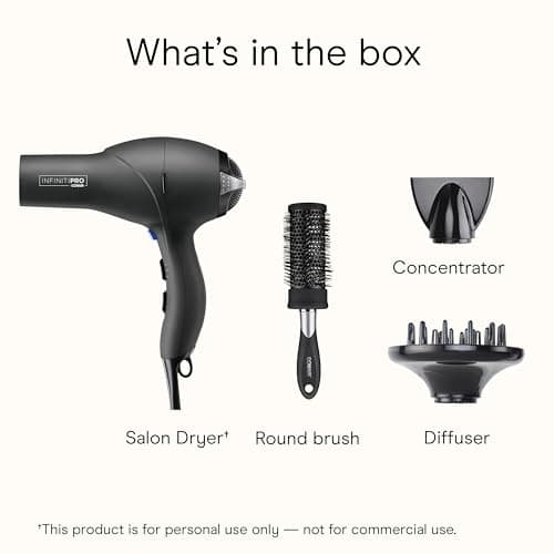 Infiniti PRO CONAIR Hair Dryer with Diffuser, Professional AC Motor, Tourmaline Ceramic Technology Blow Dryer, Includes Concentrator and Blowout Brush, Amazon Exclusive, Gray 8