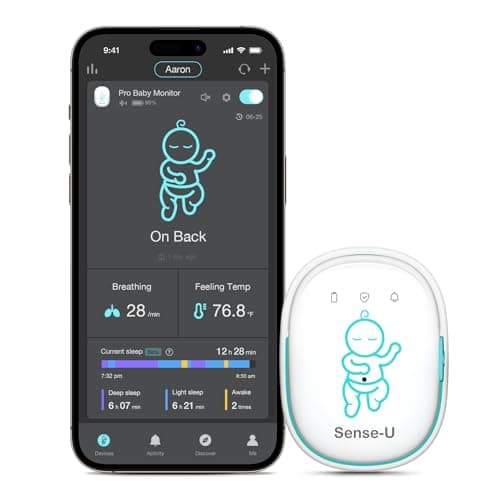 Sense-U Pro Baby Monitor – Breathing Movement, Rollover & Overheating Trackers for Better Sleep, Simple Clip-On Smart Sleep Monitor with Arousal Vibration, Audible Alerts & Sleep Analysis