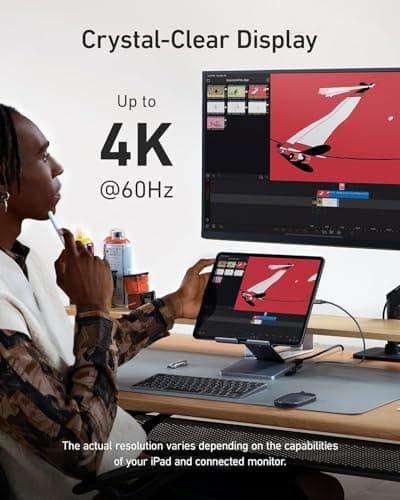 Anker USB C Hub for iPad, 551 USBC Hub (8-in-1), with Foldable Tablet Stand, 4K HDMI, 2 USB-A Data Ports, for iPad Pro 5th Gen/Air 5th Gen/Mini 6th and Later (Silver) 5