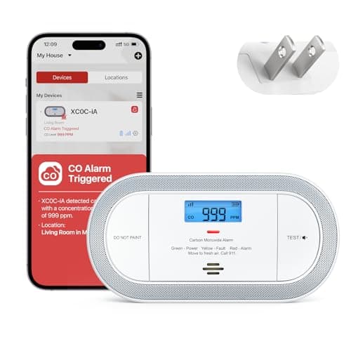 X-Sense Wi-Fi Plug-in Carbon Monoxide Detector with AAA Battery Backup, No-Cost App Notifications, XC0C-iA, 1-Pack