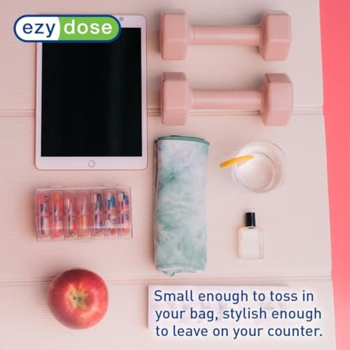 EZY DOSE Weekly (7-Day) Daily Individual AM/PM Pill Organizer with Case, Portable Medication Dispenser, Travel-Friendly Durable Pill Container, 2X Day Compartments for Vitamins and Supplements, Pink 5