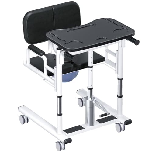 Patient Lift Transfer Chair, 5 in 1 Patient Lift Chair with 180°Split Seat, Height Adjustable Patient Transfer Chair with 4 Casters for Home Seniors Elderly Handicapped,XXL 7