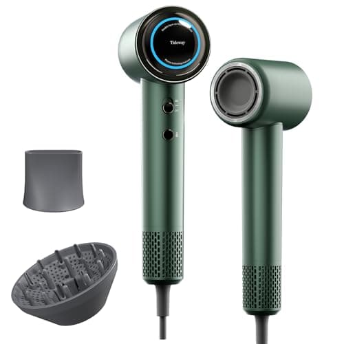 Tideway Hair Dryer Professional High-Speed Ionic Blow Dryer 110,000 RPM, Compact Hair Dryer with Magnetic Diffuser, Fast Drying with Brushless Motor Low Noise Smart Temperature Control-H11