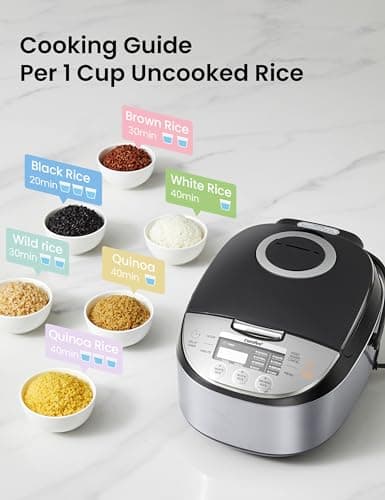 COMFEE' Rice Cooker 12 Cups Cooked/6 Cups Uncooked, Portable Non-Stick Rice Maker, Japanese Rice Cooker with Fuzzy Logic Technology, 24-Hour Timer Delay, 11 Presets, Steamer, Fast Cooker, Grain Cooker, Black 6