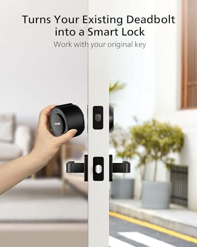 Philips Wi-Fi Smart Lock, Turn Your Existing Deadbolt into Smart Door Lock, Built-in WiFi, APP Remote Control, Keyless Entry Door Lock, Auto-Locking, Status Logging, Multiple Alarm, Matte Black 6