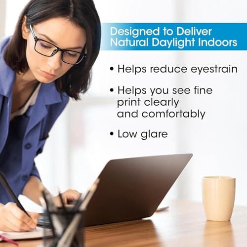 OttLite Dual Shade LED Desk Lamp - 3 Color Temperature Modes, Auto Shut-Off Timer, Adjustable Neck & Touch Activated Controls - Crafting, Sewing, & Studying 3