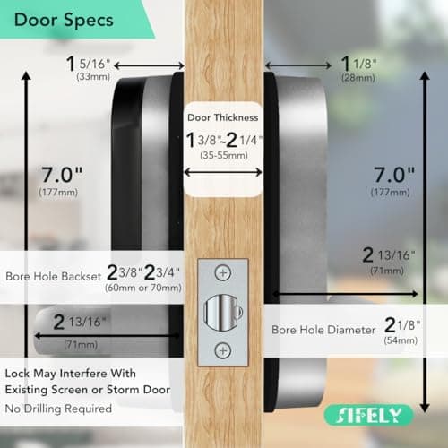 Built-in WiFi Fingerprint Smart Door Lock with Handle & Keypad – Remote Access & Auto-Lock, Keyless Entry for Home, Airbnb & Rental, 6-in-1 Unlock: Code/Card/App/Key, Compatible with Alexa & Google 6