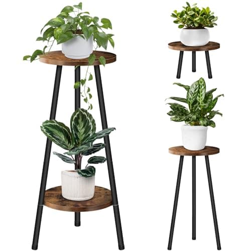 YEMOTTS Corner Plant Stands for Indoor: Modern 2 Tier Plants Holder Display Stand Flower Shelf for Patio Garden Living Room Balcony Bedroom (2-TIER, Tuscany)