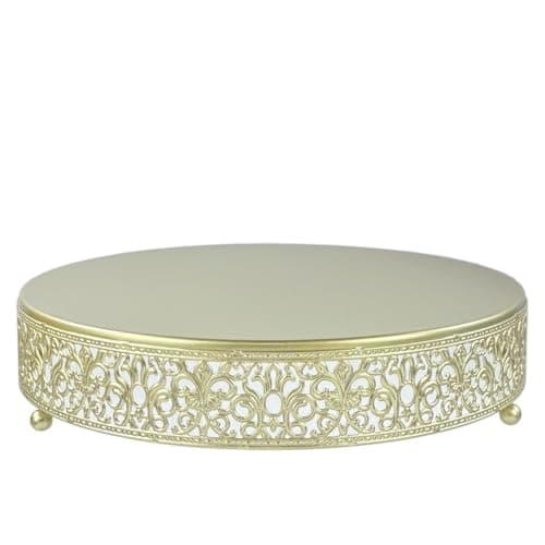 FEICTPOX Cake Stand, Metal Round Cupcake Dessert Stand Cake Display Holder Cookies Fruit Serving Tray Decor for Wedding Party Birthday Baby Showers Anniversary (12in, Gold)