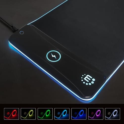 MANHATTAN XXL RGB LED Gaming Mouse Pad w/Wireless Charger, Large Gaming Mousepad with LED Light, Keyboard Pad with Non-Slip Rubber Base, Waterproof Mouse Pad for Home Office Decor- 425513 8