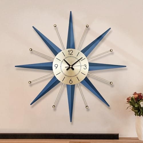 HAOWANJP Wall Clock 15 Inch Silent Non-Ticking Modern Mid Century Clocks Battery Operated for Office, Bathroom, Kitchen, Bedroom, School, Living Room
