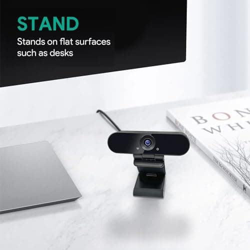1080p Webcam with Dual Stereo Microphones & Privacy Cover, Full HD USB Desktop Web Computer Camera with Auto Light Correction for Video Conferences, Compatible with Windows & Mac, PC & Laptop 8