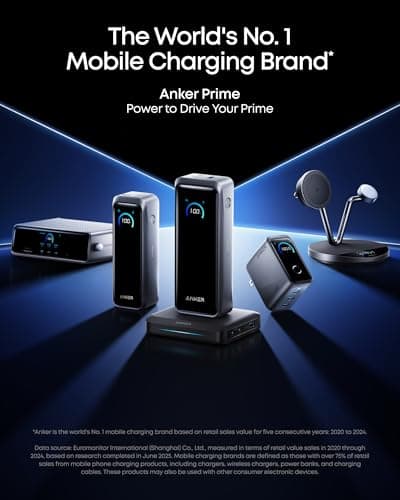 Anker Prime Power Bank, 26,250mAh 3-Port Portable Charger with 300W Max Output, Two-Way Charging, TSA-Approved, App Control, for MacBook, iPhone 17/16 Series, and More (Base Not Included) 8