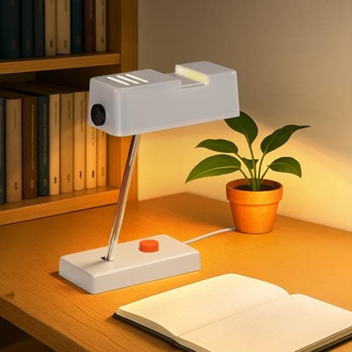 Iporovon Mid -Century Modern White Desk Lamp-350° Rotatable Shade, 44° Swing Arm, Adjustable Bedside Table Lamp for Reading, Living Room, Bedroom, Home Office