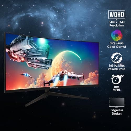 34-Inch Curved Ultrawide WQHD Gaming Monitor 3440 x 1440 R1500 up to 180Hz DisplayPort x2 99% sRGB 1ms, Machine Black 2025 (C345B Series) 5