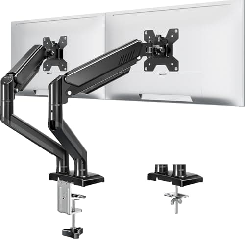 Dual Monitor Stand fits up to 32 inch, 4.4-22 lbs Computer Screens, Dual Monitor Desk Mount Height Adjustable, Monitor Arms for 2 Monitors, Home Office VESA Mounts, Freelift Black