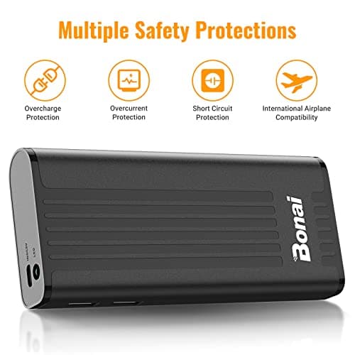 BONAI 10000mAh Portable Charger for Heated Vest, 5V 2.1A Battery Pack for Heated Jacket with Dual USB Output & LED Flashlight for iPhone iPad iPod Android and More 5