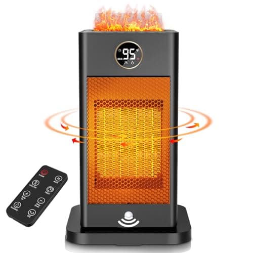 Space Heaters for Indoor Use,1500W PTC 2s Fast Heating Space Heater Large Room with Sensor Humidifier 3D Flame Effect Oscillating,Heater for Bedroom,Office Heat Up 260 sq.ft