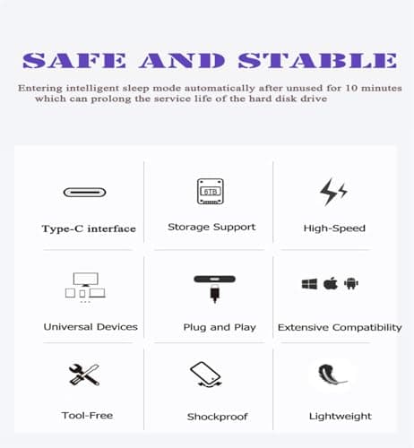 Tianken 120GB Ultra Slim Portable External Hard Drive USB 3.1 Type C HDD Storage for PC, Mac, Laptop, PS4, Xbox one 8