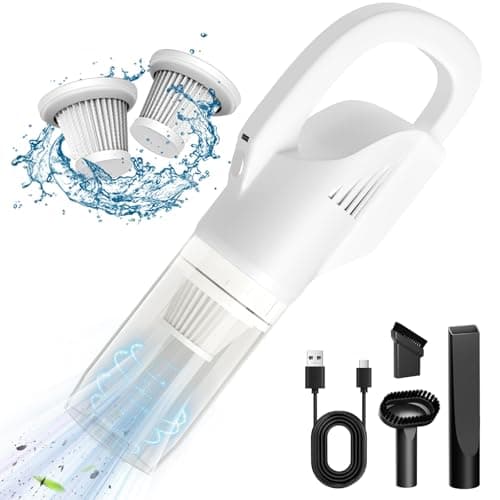 HOLOGO Handheld Vacuum Cordless with Strong Suction, Portable Hand Held Vac with 2 Filters, Mini Small Lightweight Rechargeable Cleaner for Car, Pet Hair, Home, Office