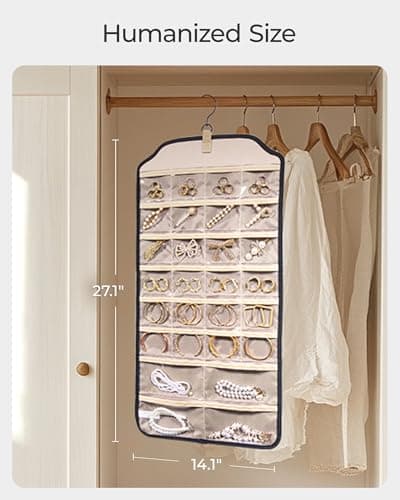 BAGSMART Earring Holder Organizer, Hanging Jewelry 56 Pocket Storage Storage for Women Accessories, Earring for Wall Holding Jewelries Black, 1 Piece 5