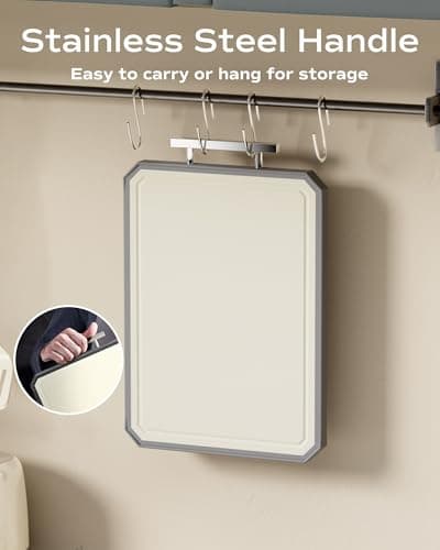 SNOWCLAD Stainless Steel Cutting Board,Double Sided Steel Bread Boards for kitchen,Stainless Steel/Wheat straw pp Large Board for meat,non toxic Chopping,16 * 11 Inch,Dishwasher Safe 5