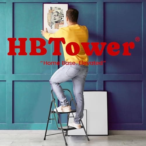 HBtower 2 Step Ladder, Step Stool with Wide Anti-Slip Pedal, Step Ladder Folding Step Stool for Adults, Lightweight Steel Portable ladders for Home Kitchen 7